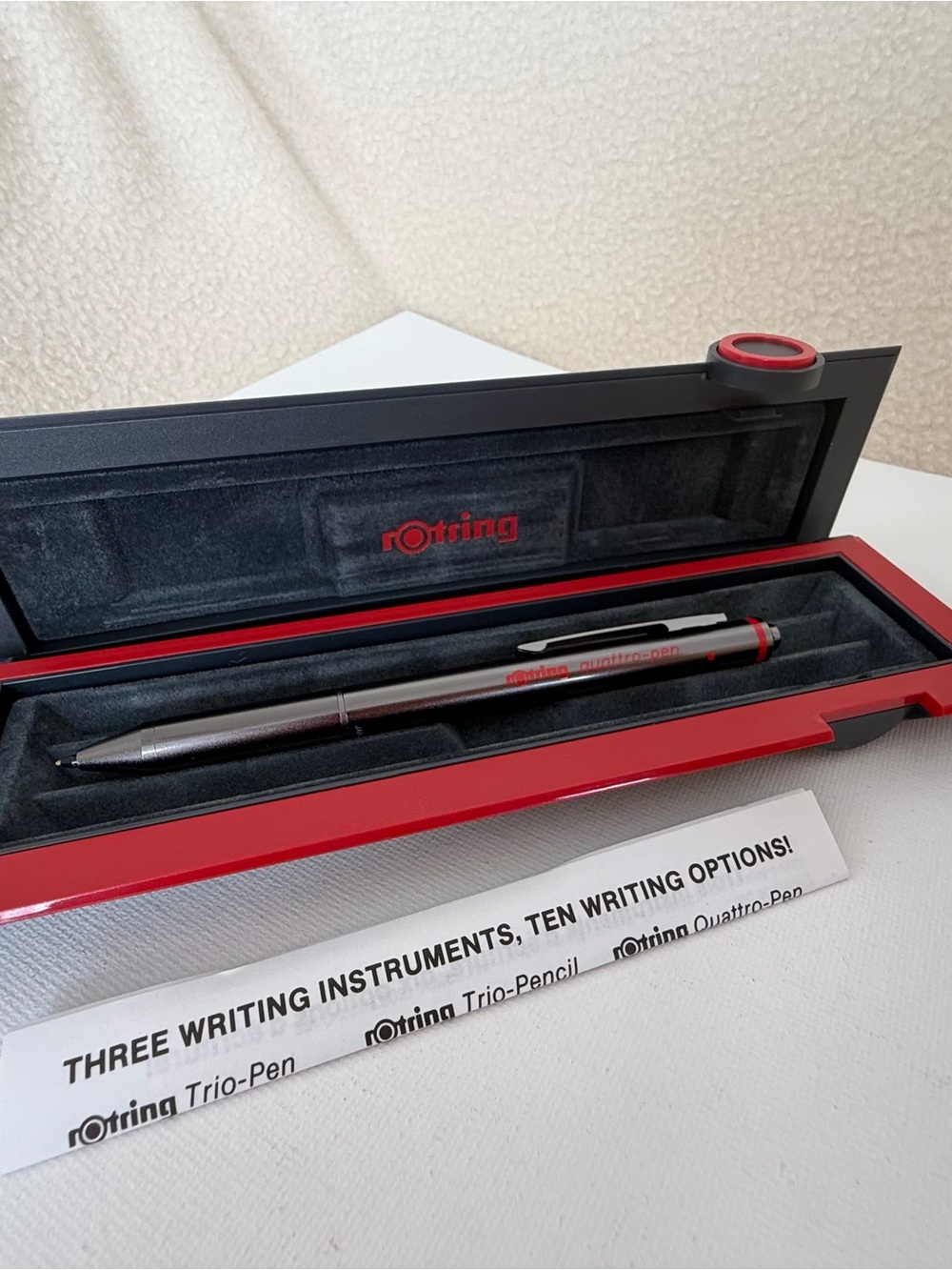 Vintage rOtring Quattro-Pen Multi-Pen System Gunmetal Grey with Box & Papers